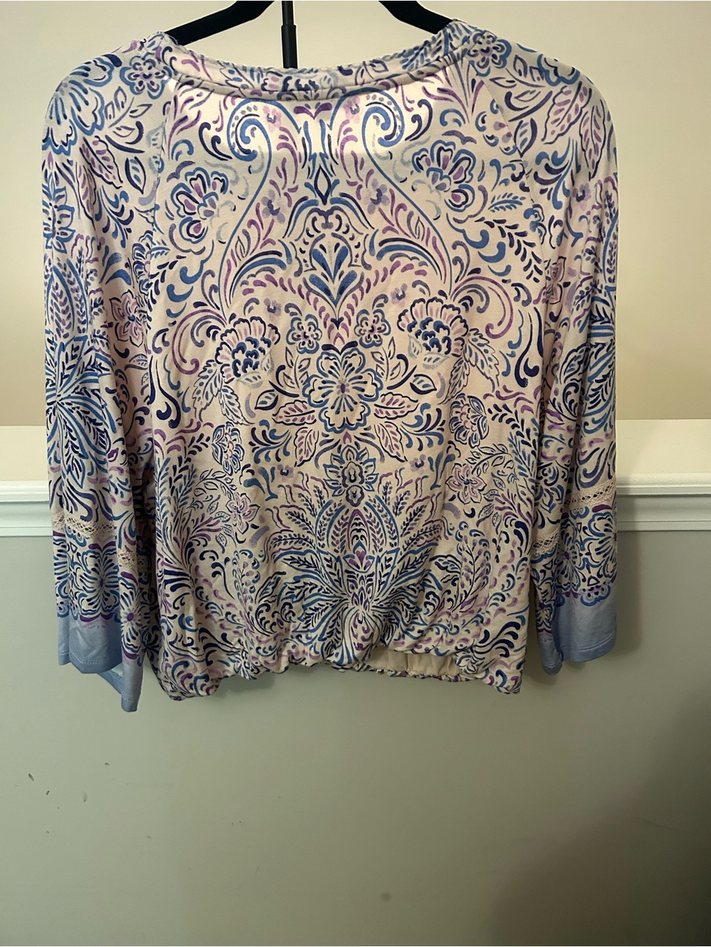 Democracy Lavender and Light Blue Floral-Print Long Sleeve Top - Picture 12 of 12